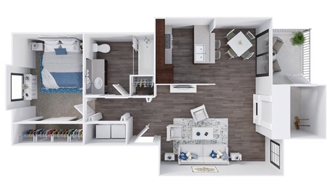Ridgetop Apartments 3D Floor Plans - The Townsend